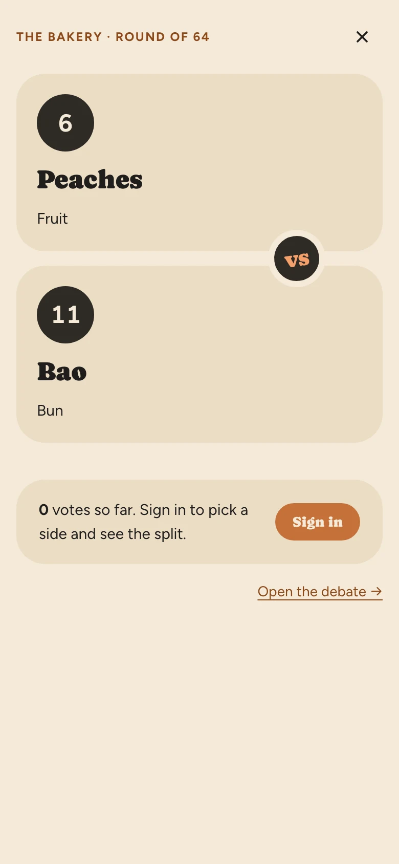 Voting on a phone: 6 Peaches against 11 Bao