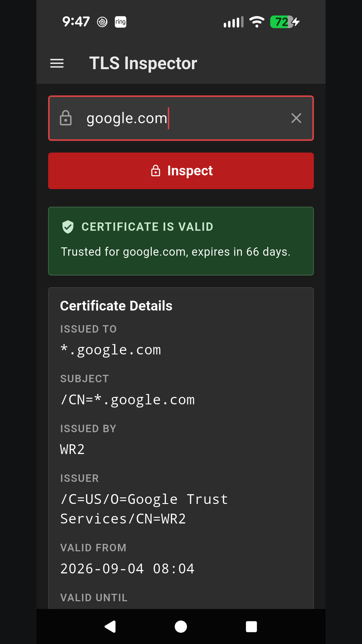 TLS inspector