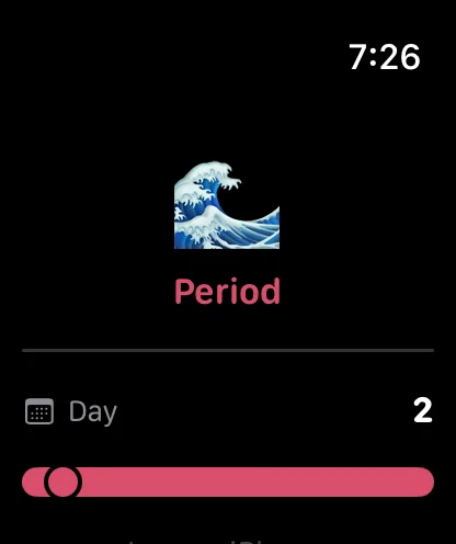 Apple Watch, period phase: day 2